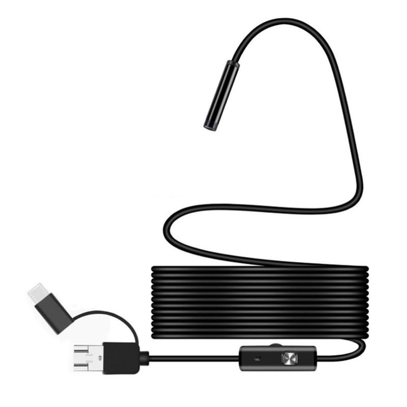 2-in-1 Endoscope Camera, 7mm Waterproof IP67 - 480P HD, 6 LED Lights, Micro USB/Type-C/PC Compatible for Android - Take Photos/Videos, Ideal for Automotive, Pipe, Sewer Inspection - Image 1